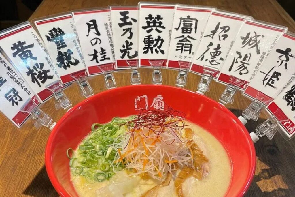 A hot bowl of traditional Japanese noodles with savory broth and green onions.