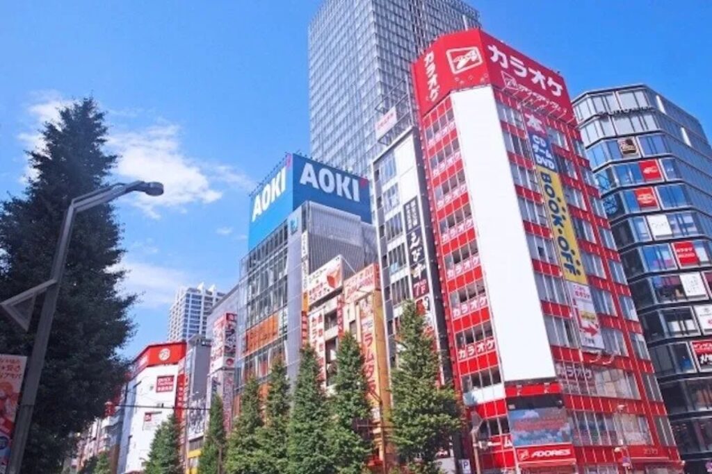 Bright signs and shops along the streets of Akihabara Electric Town, Tokyo