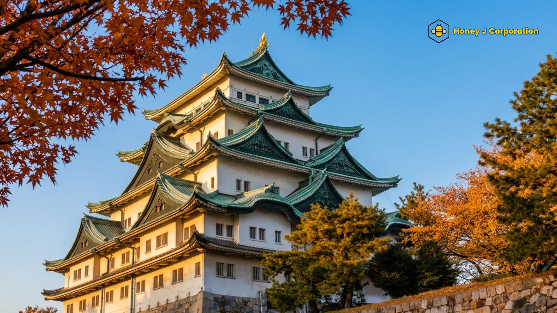 The main keep of Nagoya Castle, beside the Asian Games venue IG Arena in Nagoya, Aichi Prefecture